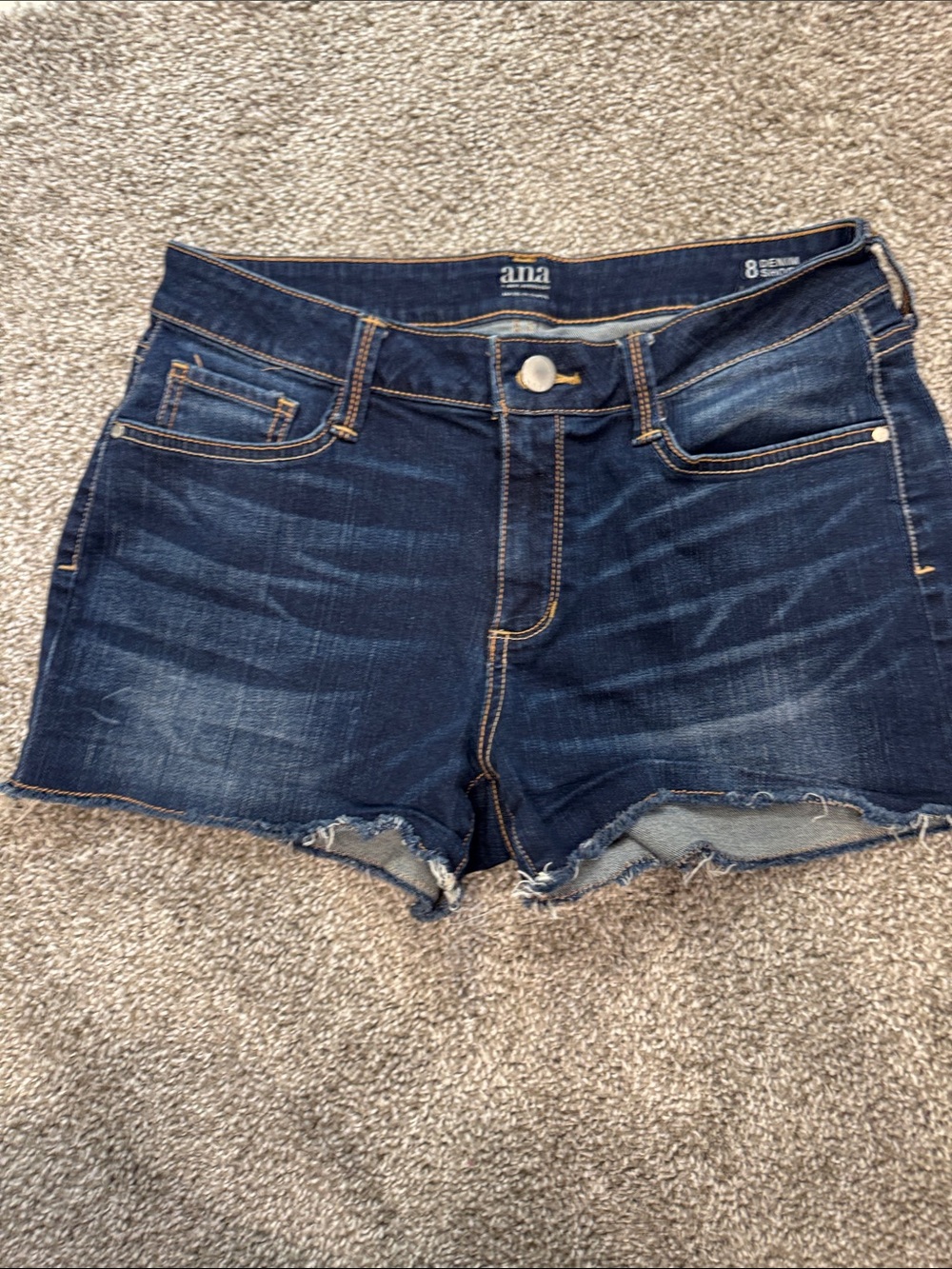 a.n.a Indigo Denim Cutoff Shorts with Frayed Hem